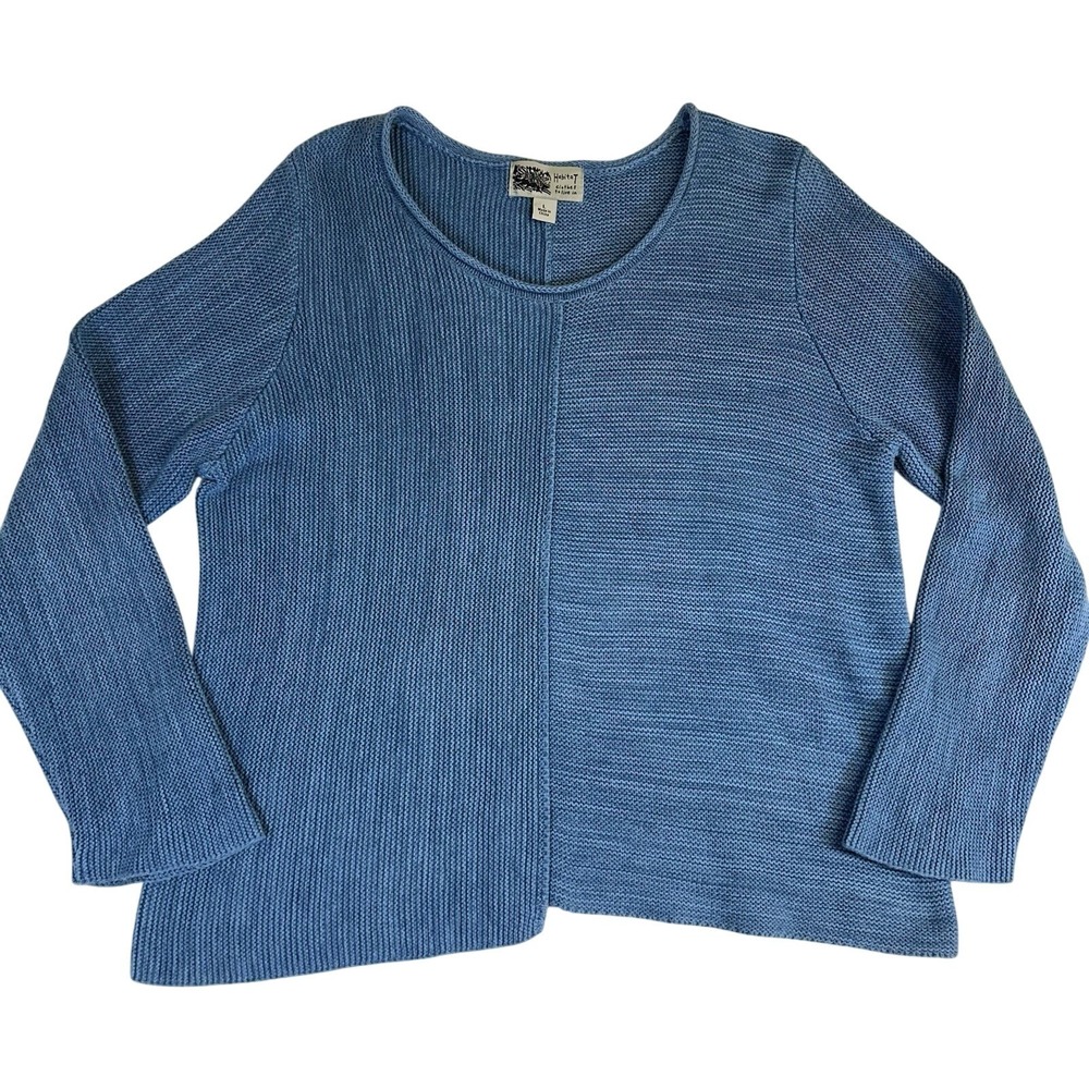 Habitat Clothes To Live In Women's Knit Blue Sweater Artsy Boho Size Large